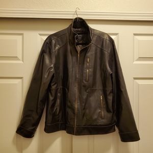 Decoded Black faux leather zip up lined jacket